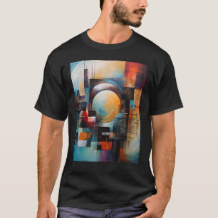 Minimalistic Geometric Patterns in an Abstract Oil T-Shirt