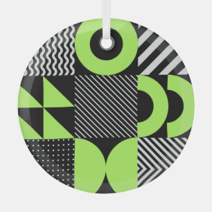 Minimalistic geometric, Scandinavian vintage patte Glass Tree Decoration