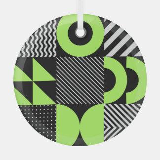Minimalistic geometric, Scandinavian vintage patte Glass Tree Decoration