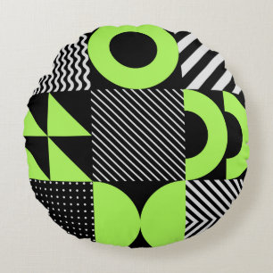 Minimalistic geometric, Scandinavian vintage patte Round Cushion