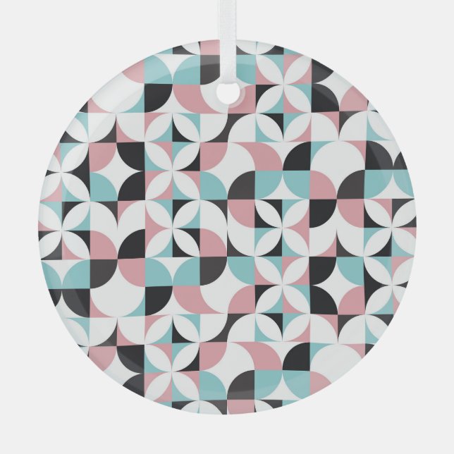 Minimalistic geometry, Scandinavian style artwork. Glass Tree Decoration (Front)