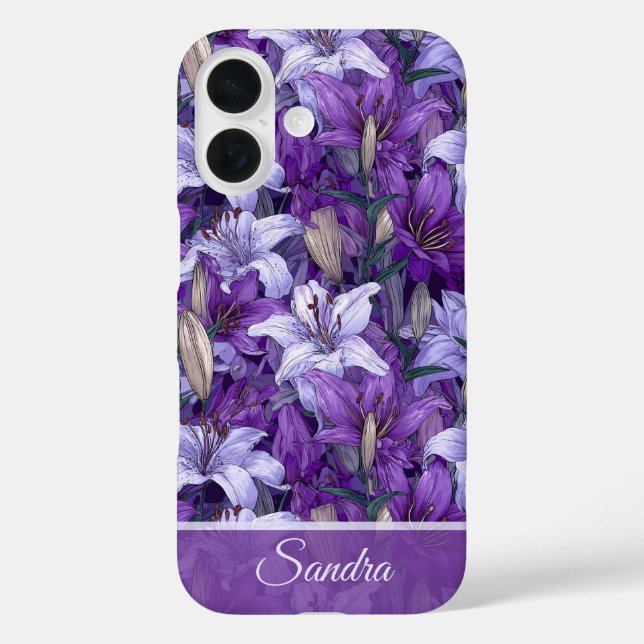Minimalistic Girlfriend Gift Lilies Floral Custom Case-Mate iPhone Case (Back)