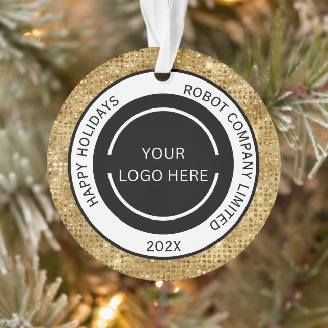 Minimalistic Gold Company Logo and Name  Ornament (Tree)