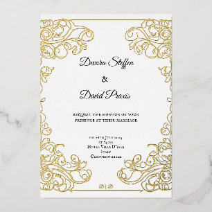 Minimalistic gold foil elegant decorative invite