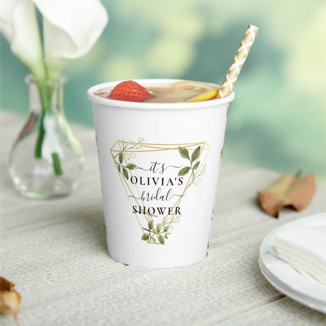 Minimalistic Gold Geometric Bridal Shower Paper Cu Cups (Insitu)