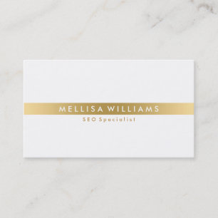 Minimalistic Gold Tine Stripe On White Business Card