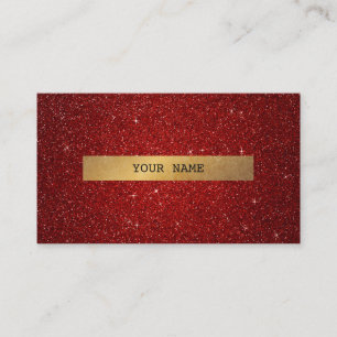 Minimalistic Golden Glitter Red Vip Business Card