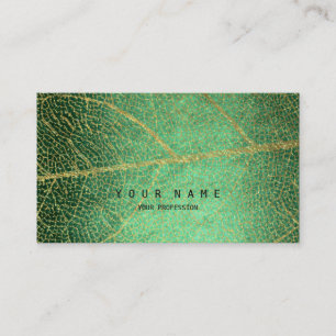 Minimalistic Golden Leaf Tropic Vip Beauty MakeUp Business Card