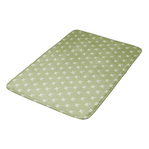 Minimalistic Green Black and White Monogram Bath Mat