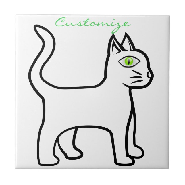 Minimalistic Green-eye Cat Thunder_Cove Tile (Front)