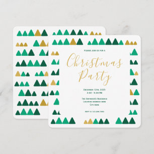Minimalistic Green & Golden Woods Christmas Square Invitation