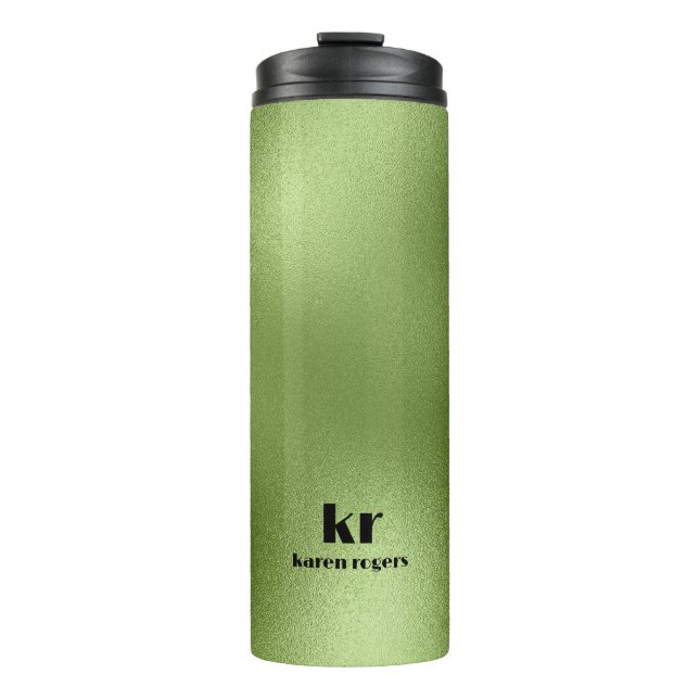 Minimalistic Green Iridescent Texture Thermal Tumbler (Front)