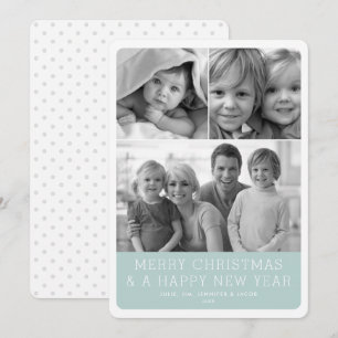 Minimalistic Grid 3 Photo Rounded Holiday Card