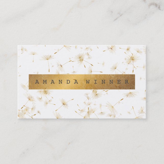 Minimalistic Grungy Gold Dandelion Confetti Vip Business Card (Front)