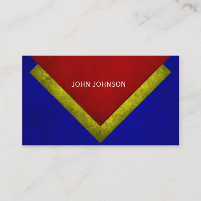 Minimalistic Grungy Red Blue Vip Business Card (Front)