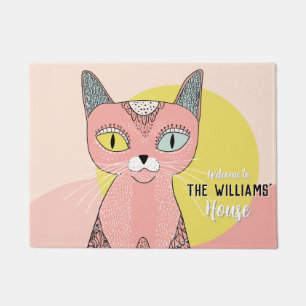 Minimalistic Hairless Cat Out Door Carpet  Doormat