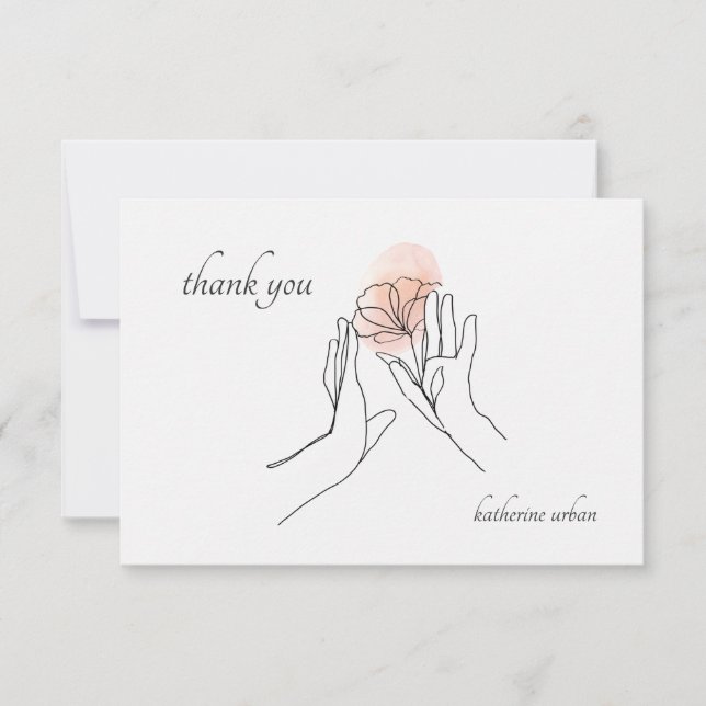 Minimalistic Hands Flat Thank You Card (Front)