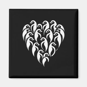 Minimalistic Heart-shaped Penguin Group Design For Magnet