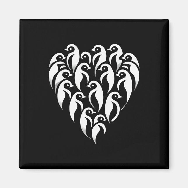 Minimalistic Heart-shaped Penguin Group Design For Magnet (Front)