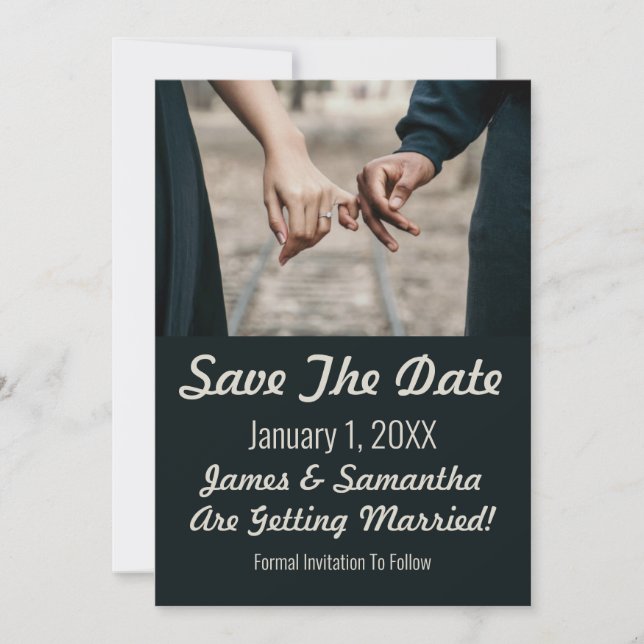 Minimalistic Holding Hands Photo Save The Date (Front)