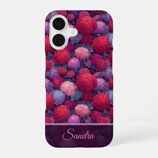 Minimalistic Holiday Gift Hydrangeas Name iPhone 16 Case (Back)