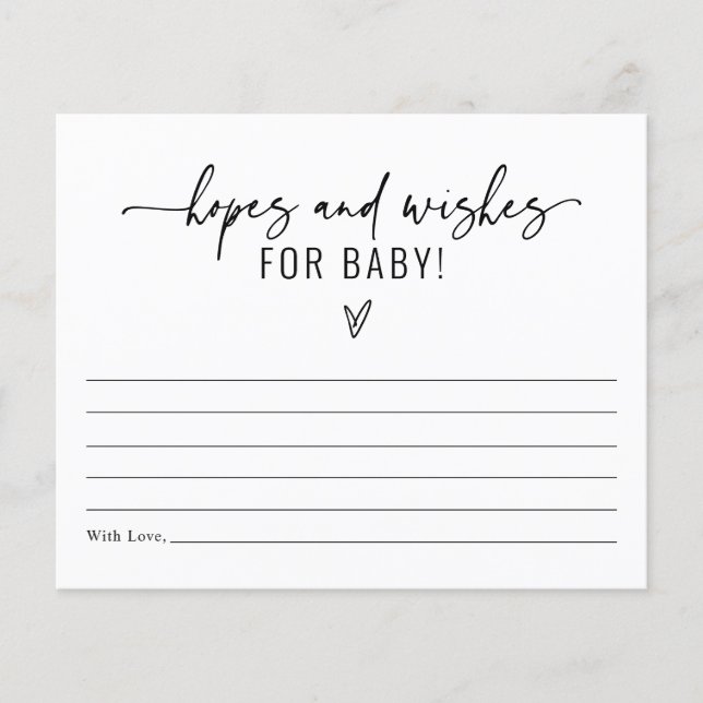 Minimalistic Hopes and Wishes for Baby Shower Card (Front)
