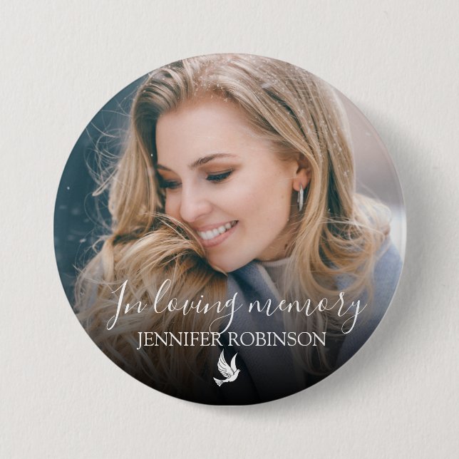 Minimalistic In Loving Memory Photo 7.5 Cm Round Badge (Front)