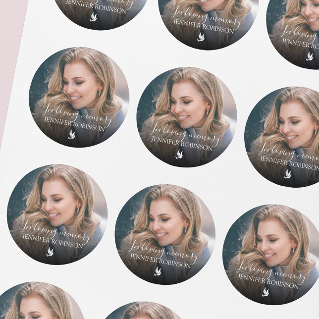 Minimalistic In Loving Memory Photo Classic Round Sticker (Creator Uploaded)