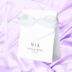 Minimalistic Initials Clean White Elegant Classy  Favour Box