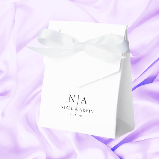 Minimalistic Initials Clean White Elegant Classy Favour Box