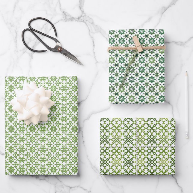 Minimalistic Islamic Geometric Vector Art Pattern Wrapping Paper Sheet (Front)