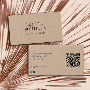 Minimalistic Kraft Card QR Code Business Card