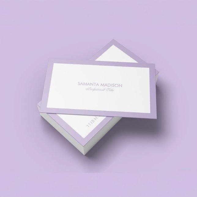Minimalistic Lavender Border On White  Business Card (Creator Uploaded)