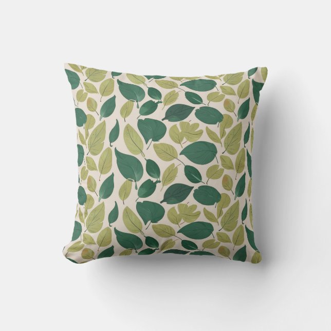 Minimalistic Leaves Pattern: Contemporary Nature Cushion (Front)