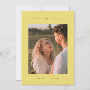 Minimalistic Lemon Yellow Engagement Photo Wedding Save The Date