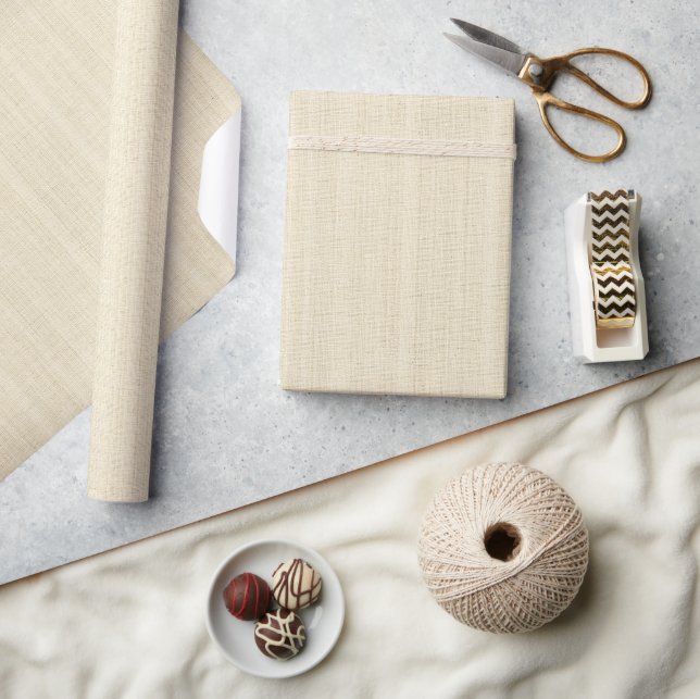 Minimalistic Light Beige Burlap Texture Wrapping Paper (Crafts)