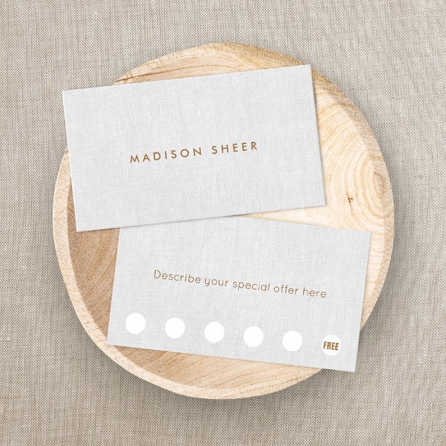 Minimalistic Light Grey Linen 6 Punch Loyalty Card (Creator Uploaded)