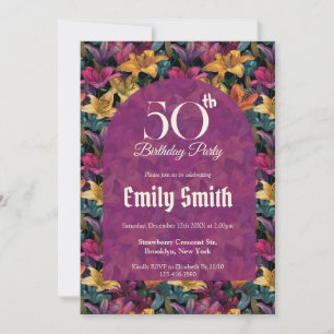 Minimalistic Lilies Sparkle Nature-Inspired Party Invitation
