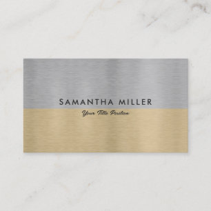 Minimalistic Luxury Metallic Gold & Silver Texture Business Card