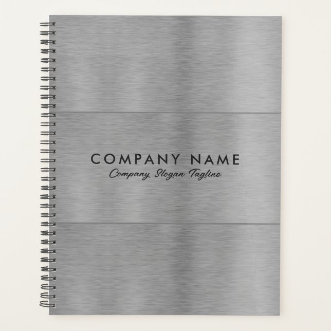 Minimalistic Luxury Metallic Silver Texture Planner (Front)