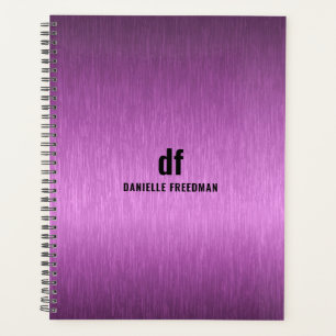 Minimalistic Magenta Metallic Texture Black Typogr Planner