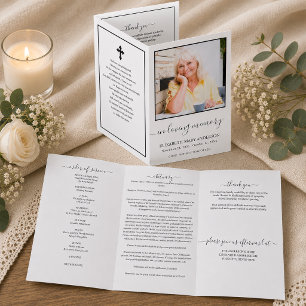 Minimalistic Memorial Funeral Tri-Fold Programme