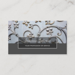 Minimalistic metal fittings wooden grey rectangle business card
