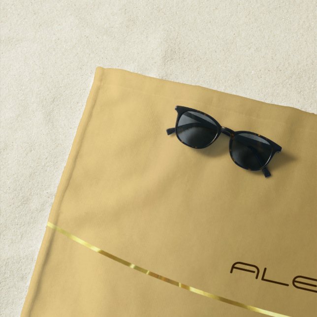 Minimalistic metallic gold background beach towel (In Situ)