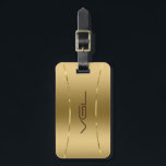 Minimalistic metallic gold background luggage tag<br><div class="desc">Image of metallic gold background accented with a shiny gold stripe</div>