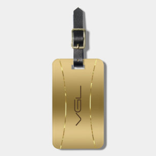 Minimalistic metallic gold background luggage tag
