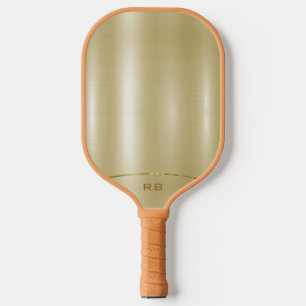 Minimalistic metallic gold monogram pickleball paddle