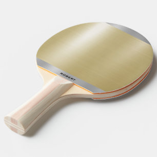 Minimalistic Metallic Gold Silver Monogram Ping Pong Paddle