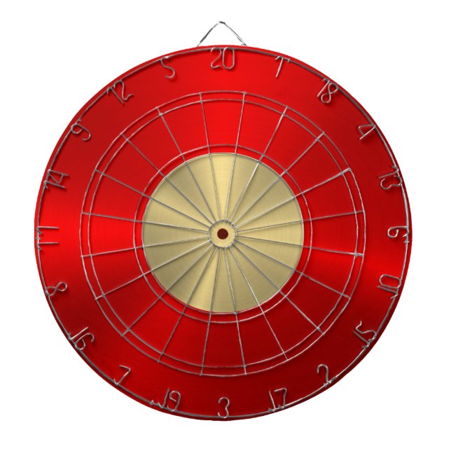 Minimalistic Metallic Red and Silver Texture Dartboard (Front)