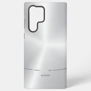 Minimalistic metallic silver background samsung galaxy case